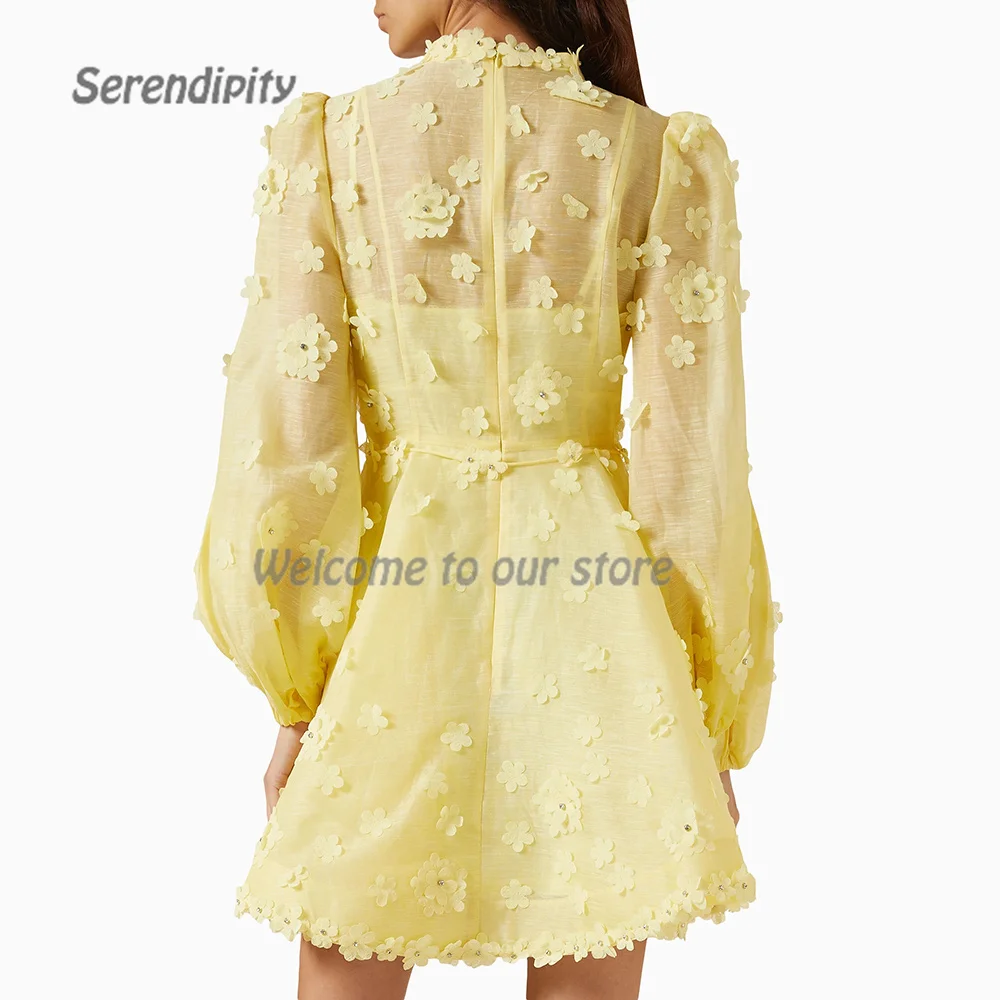 Serendipity Mini Evening Dress فساتين سهرة Elegant Appliques Fashion A-Line Long Sleeve Cocktail Prom Gown For Sexy Women