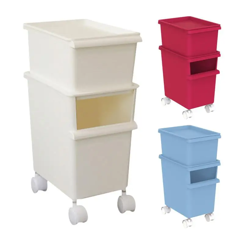 Pet Food Storage Container Cat Food Dispenser Pet Storage Bin Container Stackable Cat Dry Food Storage Box with Wheels for Cat