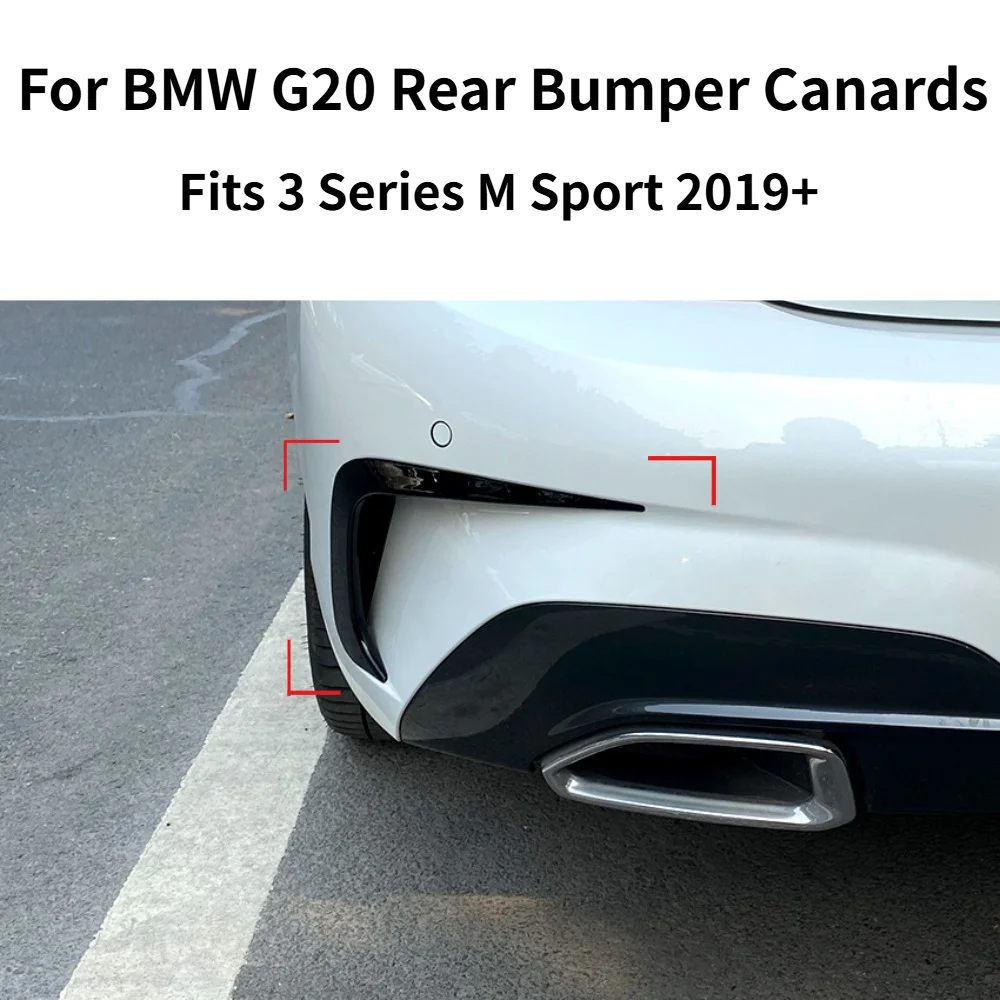 

Gloss Black Rear Bumper Canards Fins For BMW 3 Series G20 2019+ 318i 320i 330i M Sport Bumper Exterior Refit Accessories
