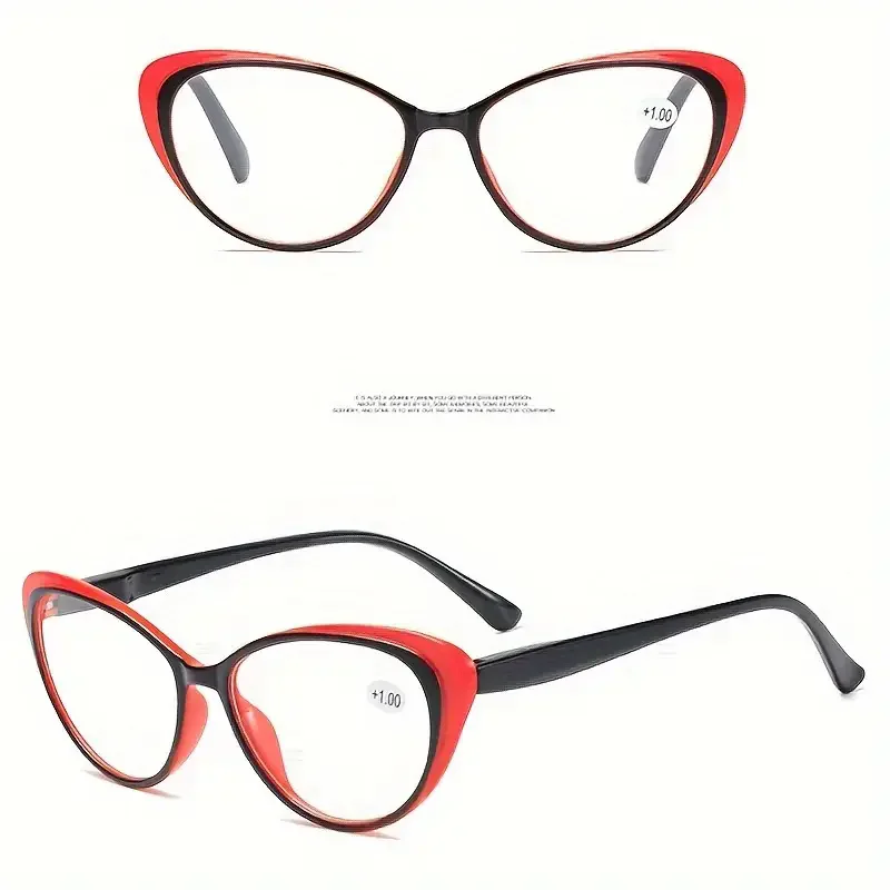 3er-Pack Cat-Eye-Lesebrillen im Vintage-Stil – Vollrand, nicht verschreibungspflichtige klare Gläser, AC-Linse und Polycarbonatrahmen – Detail 2