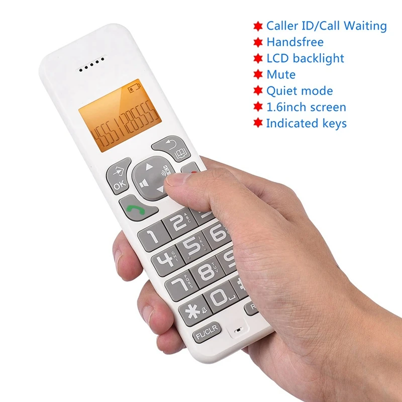 D1102B Cordless Phone With Answering Machine Caller ID/Call Waiting 1.6 Inch Backlight LCD 3 Line Screen EU Plug