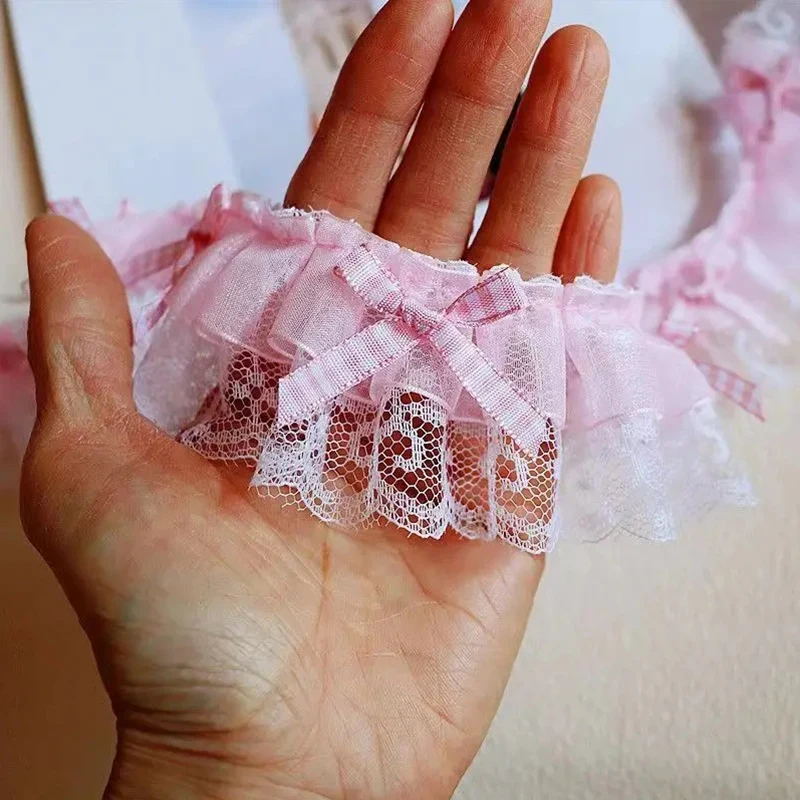 1 Yard mehrfarbiger Rüschen-Wellen-Schleifen-Stickerei-Spitzenstoffbesatz für Weihnachten, DIY-Kleider, Hochzeits- und Festdekoration, Näharbeiten und Reparaturen – Detail 6