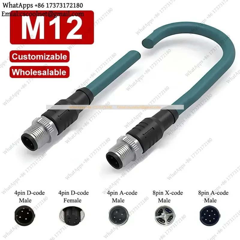 JS01 M12 Profinet Ethernet Cable High Flexible Waterproof IP67 4/8Pin A/D/X Code Industrial Camera Connection Wire