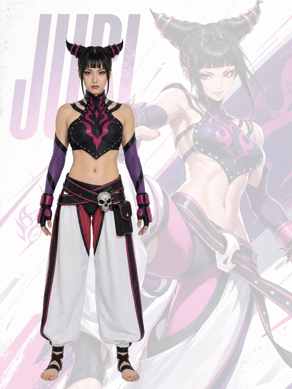 Juri Han Cosplay Costume Full Set for Street Fighter, Game Character Women Cosplay Outfit for Comic Exhibition Role‑Play view 5
