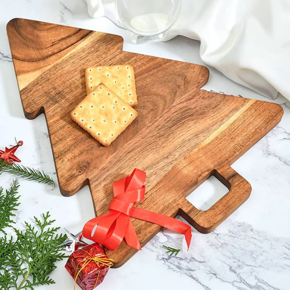 Natural Acacia Wood Cutting Board Creative Tree Shape Serving Tray For Fruit Bread Snacks Aesthetic Kitchenware Decorative Decor