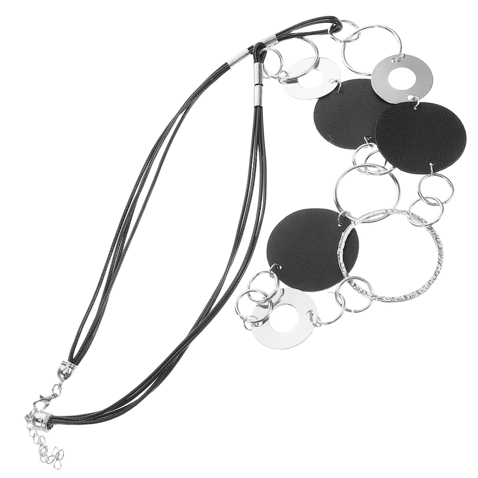 

Simple Round Hoops Necklace Long Length Women Chain Jewelry Dainty Western Statement Disc Pendant Boho Sweaters