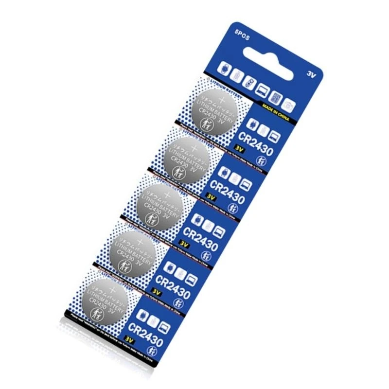 

090F 3V 270MAH CR2430 Литиевые кнопки батареи 5pack для камер и светодиодных фонарей