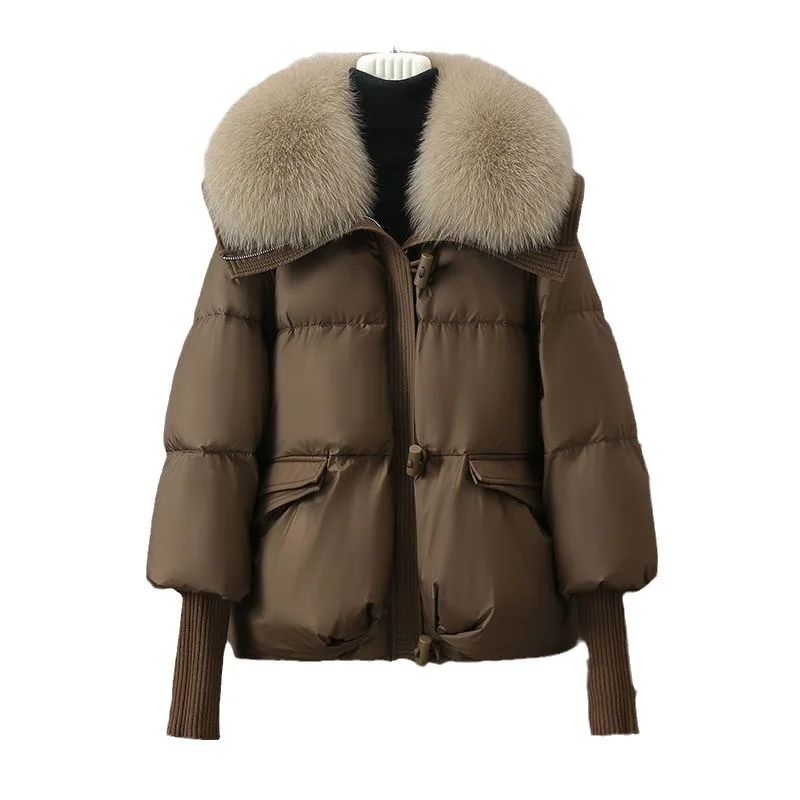 Giacca invernale da donna in piumino di cotone Nuove donne Cappotto caldo di cotone spesso Collo di pelliccia più grande Giacca imbottita in cotone Cappotto Parka da donna