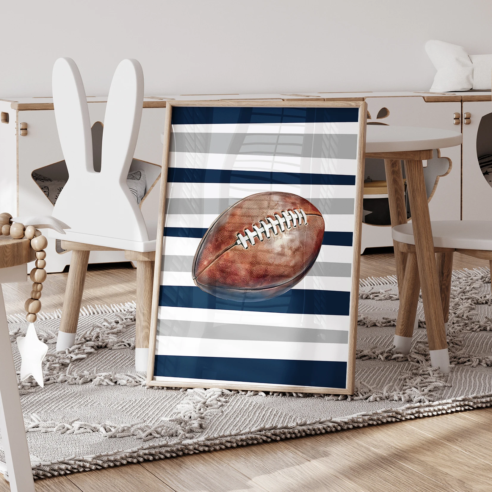 3pcs Personalized Custom Name Rugby player Wall Art Print Picture Canvas Poster Painting Living Room Home Decor