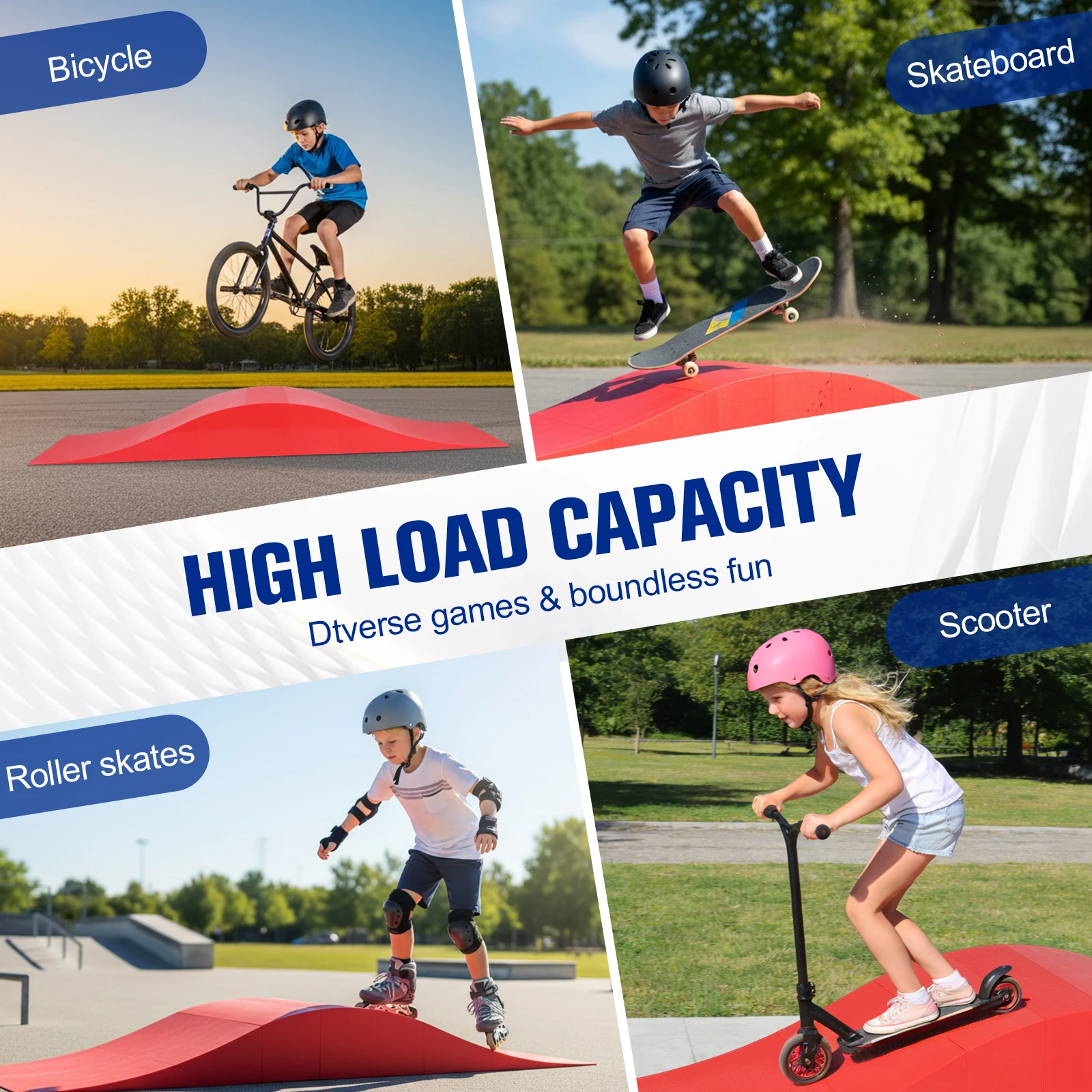 

Волновая рампа для двора длиной 70 дюймов с грузоподъемностью 330 фунтов, рампа для скейтбордов и самокатов, для радиоуправляемых машинок, роликовых коньков, для мальчиков и девочек