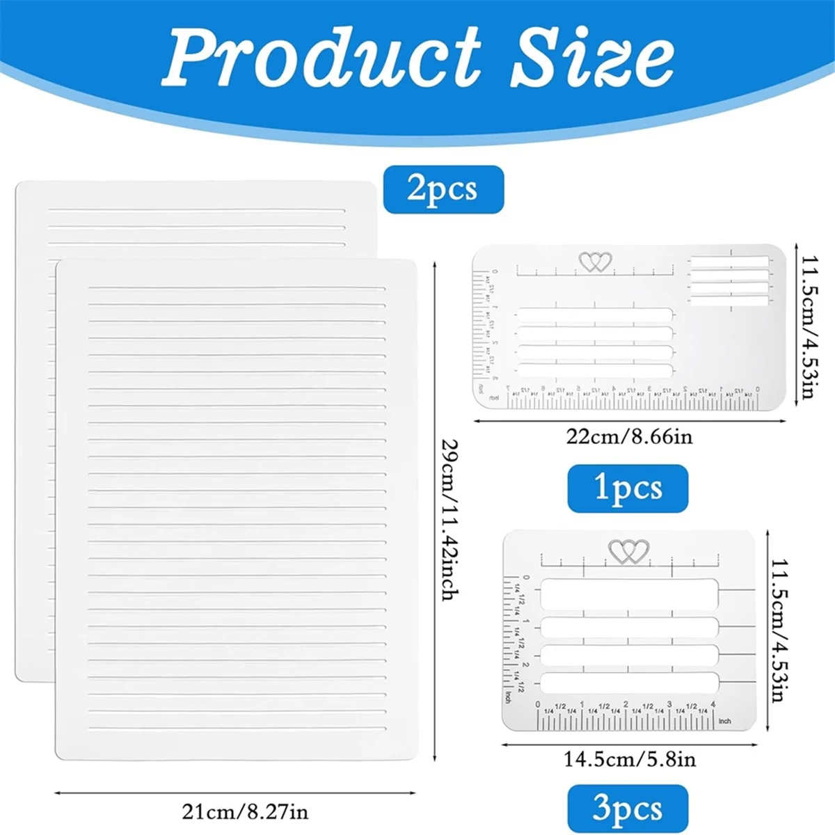 BAAQ 6Pcs Straight Line Stencil Template for Journaling,Stencils for Journaling Spacing Line Lettering Guide,Planner Stencils