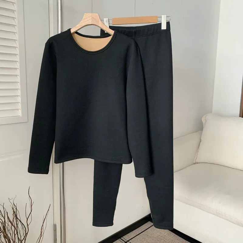 

Warm Winter Nightwear Hot Velvet Home Suit For Women Fleece Thick Long Sleeve Pajama Set Woman Sleepwear For Sleeping Clothes