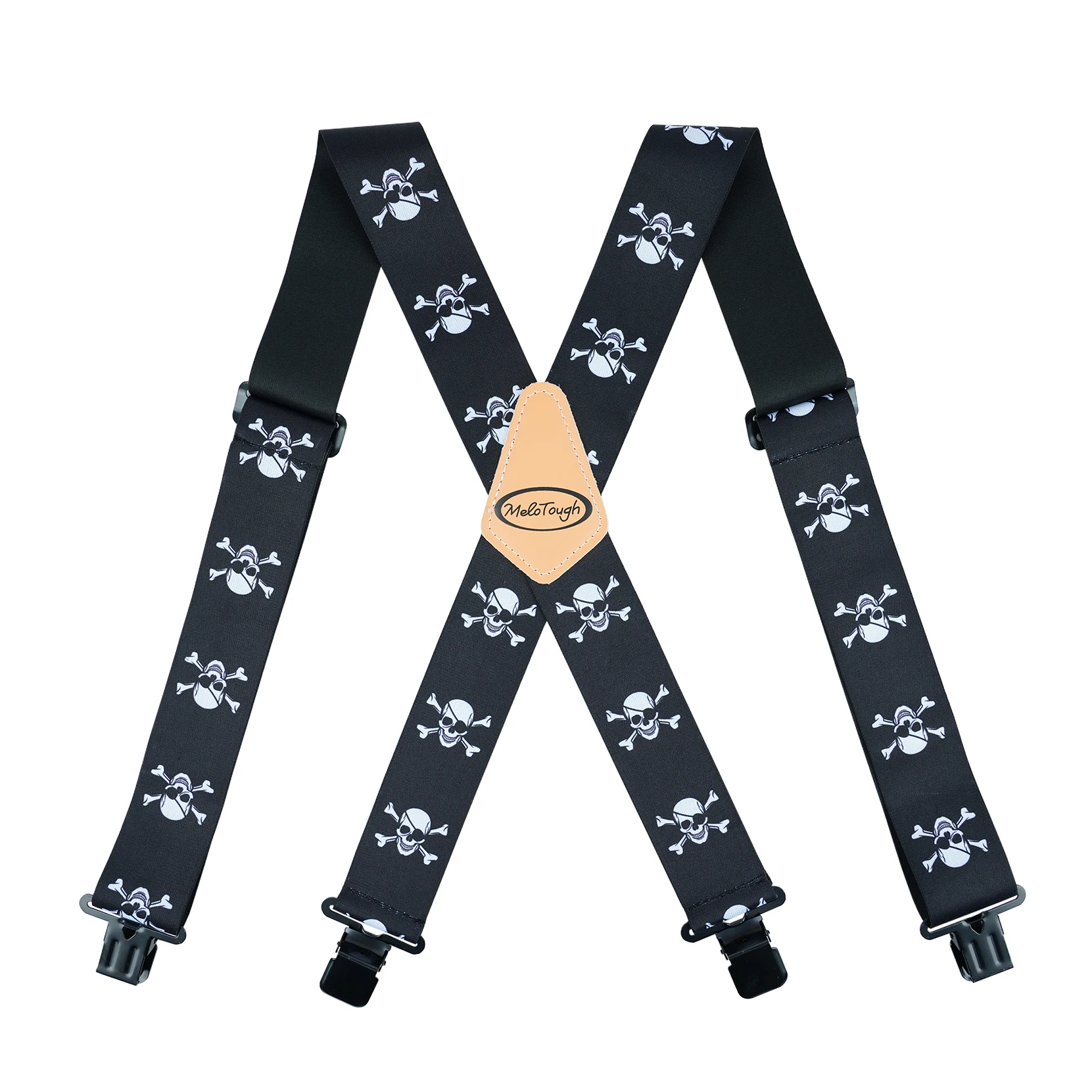 MELOTOUGH Men's Suspenders Fully Elastic 2 inch Wide X back Heavy Duty Work Suspenders