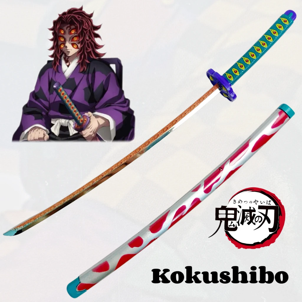 Épée Katana en métal Demon Slayer Kokushibou, sabre Katana japonais, sabre Original, couteau Ninja, accessoires de Cosplay, jouet accessoire, 9.4 pouces
