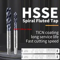 HSSE With Ticn Spiral Fluted Tap UNC 1-64 2-56 3-48 4-40 5-40 6-32 8-32 10-24 12-24 1/4 5/16 3/8 7/16 1/2 Machine Thread Taps