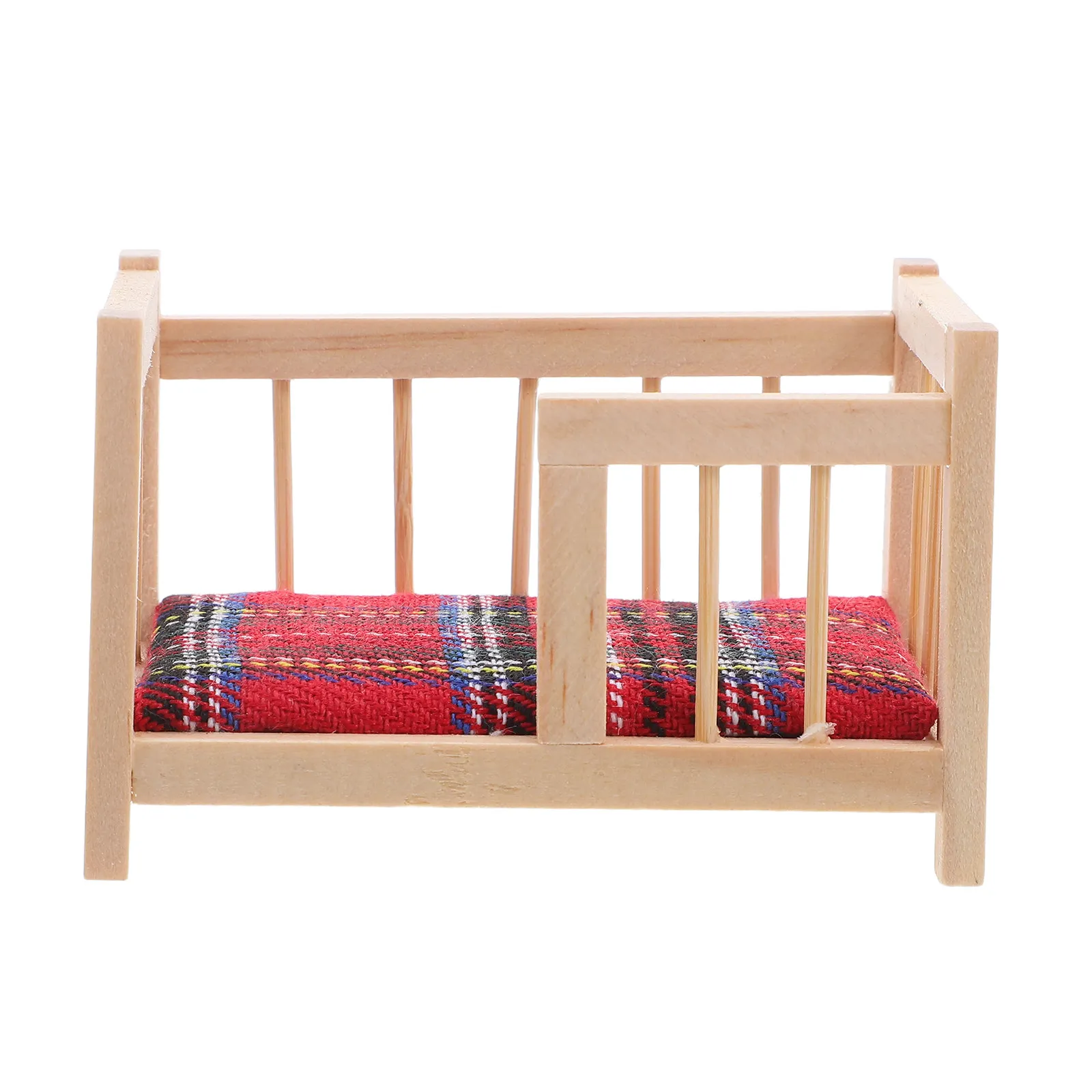 

Wooden Miniature Dollhouse Baby Bed Cradle Bedding Mini Crib Dollhouse Room Accessories Decoration Craft Accessories