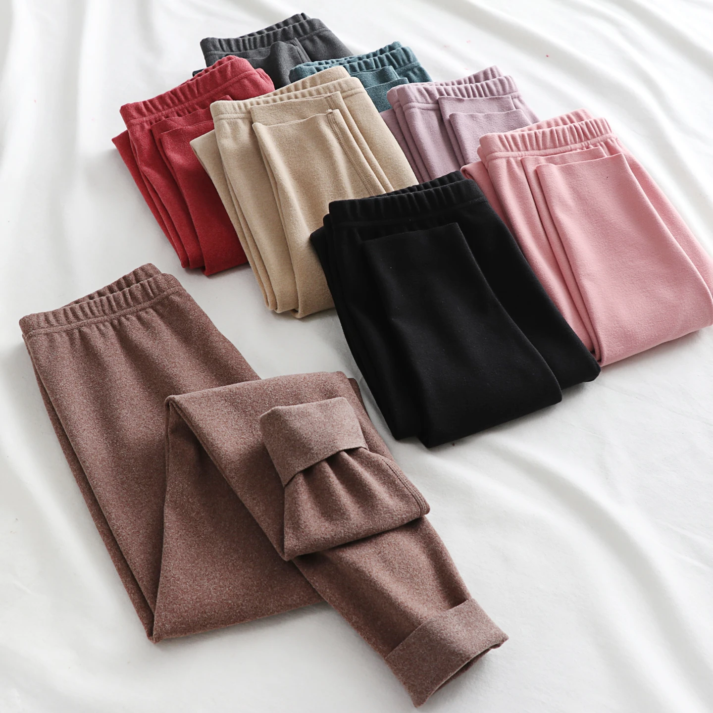 Thickened Fleece Women's Thermal Pants Long Trousers Autumn Winter Warm Stretchy Leggings Slim Fit Underwear Bottoms