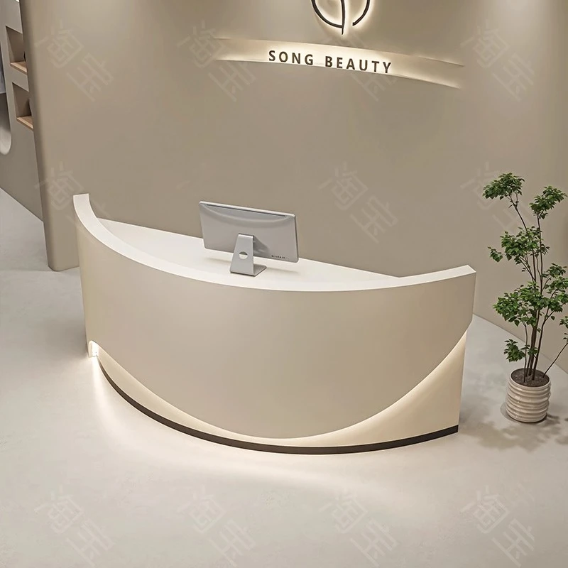 Modern Minimalist Beauty Salon Reception Desks Nordic Creative Clothing Store Curved Cashier Desk Commercial Furniture FYRD