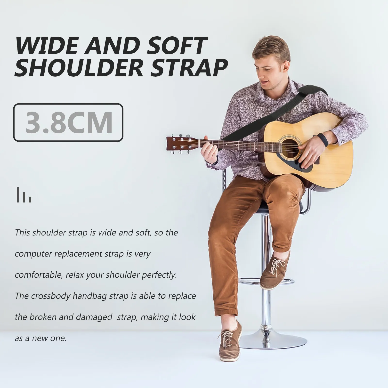 

Универсальный сменный плечевой ремень для сумки, сумки для ноутбука, сумки через плечо, клатча, широкий, мягкий, удобный, длинный, регулируемый ремень с...