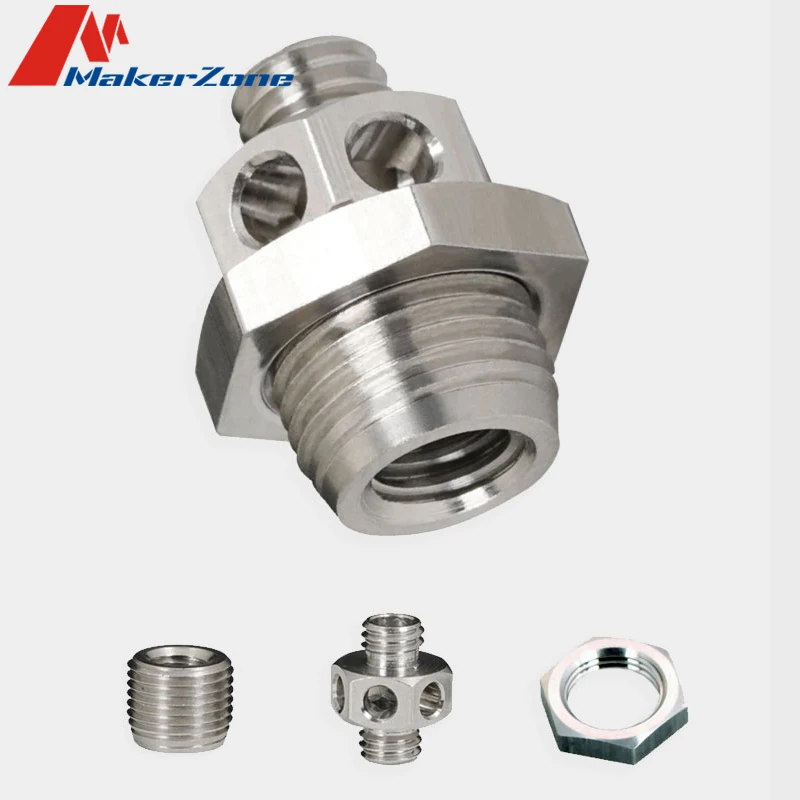 Stainless Steel CNC 10M6A Connection Adapter For OMG V2S Extruders