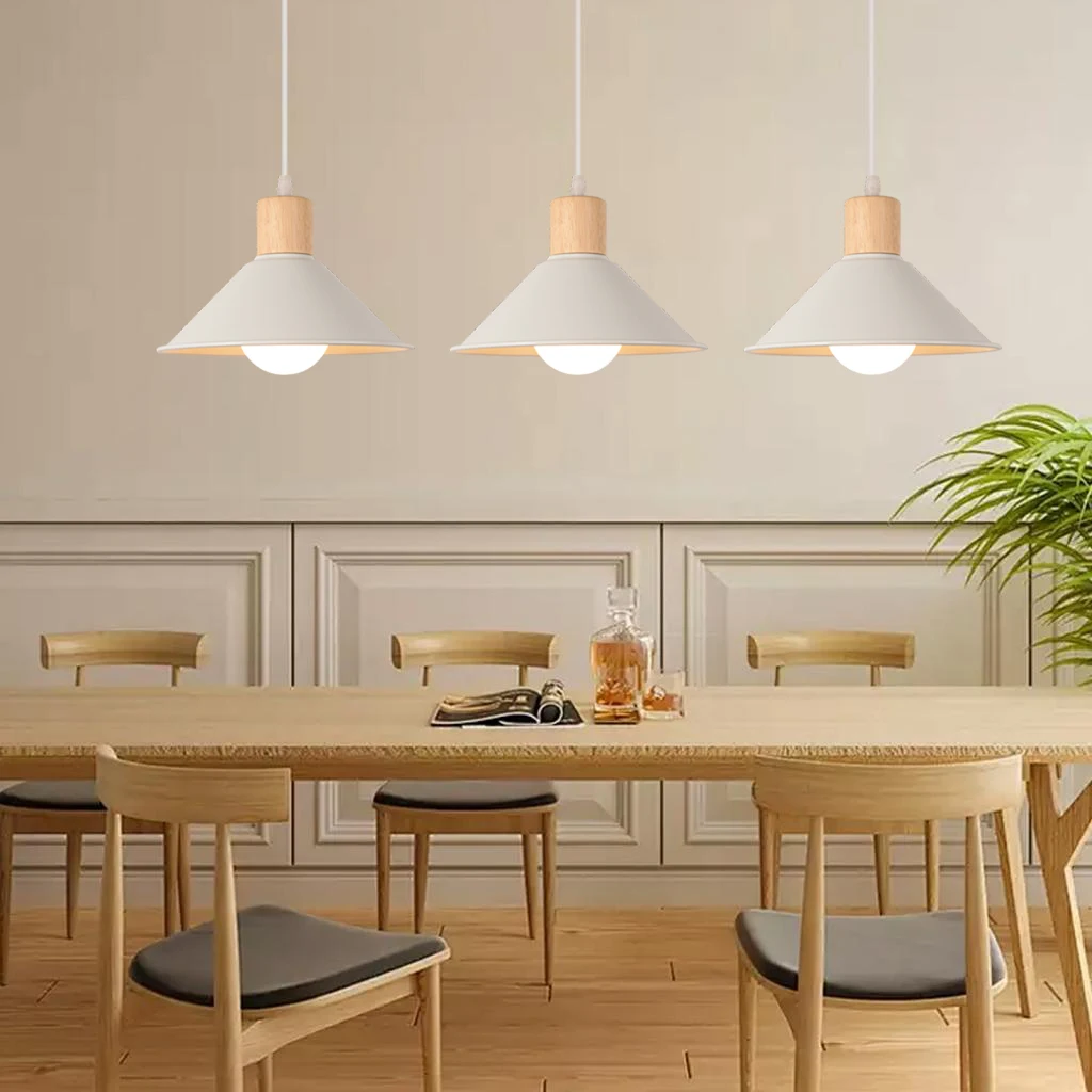 

Скандинавский алюминиевый подвесной светильник, современный деревянный подвесной светильник для ресторана, кухни, гостиной, светильники E27, светодиодная люстра в стиле лофт