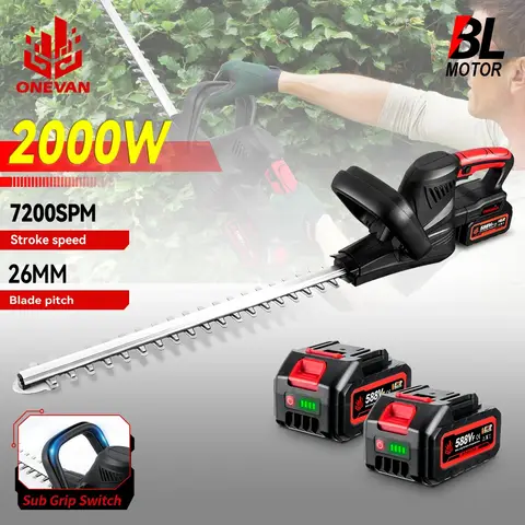 2000W 브러시리스 전기 헤지 트리머 무선 가정용 트리머 충전식 잔디 트리머 정원 도구 21V 18V 배터리