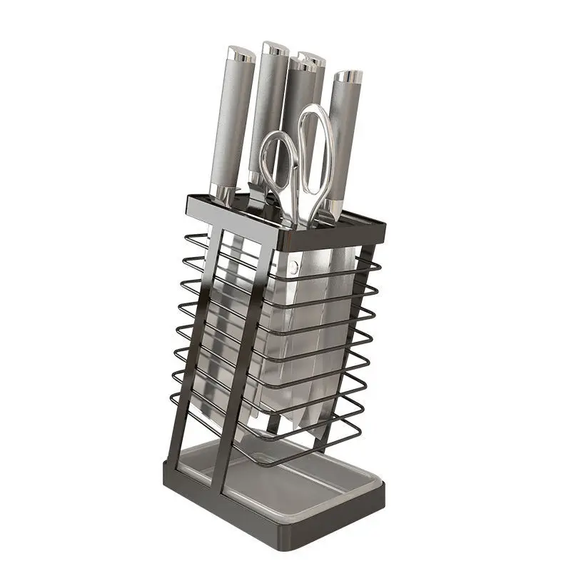 

Silver Black Chef Kitchen Knife Holder Stainless Steel Home Restaurant Japanese Meat Fish Slicing Knife Storage Rack Knife Stand