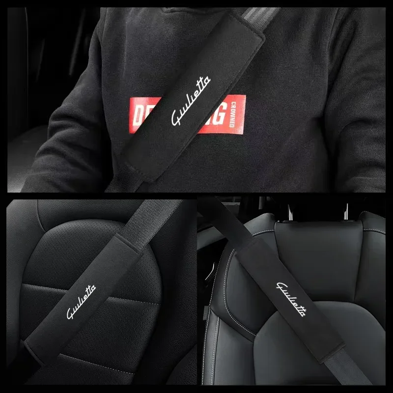 

1pcs Car Safety Belt Ornament Plush Leather Anti-Fur Seatbelt Shoulder Protector For Alfa Romeo 147 156 159 Giulietta Giulia 166