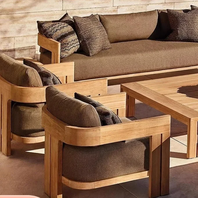 

Outdoor sofa teak furniture luxury courtyard garden sofa set