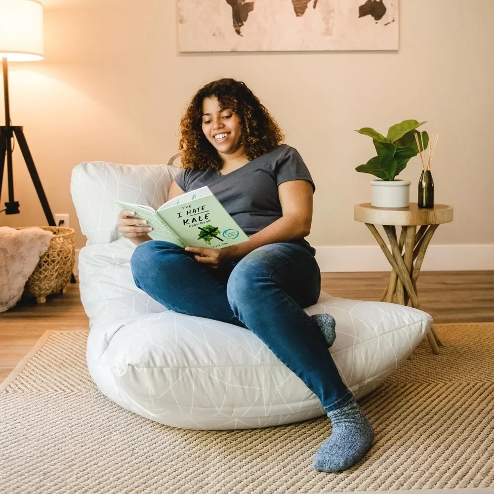 Roma Bean Bag Chair, Moonstone Tessellation Lenox, Durable Woven Polyester, 3 feet bean bag chair with filling  floor sofa