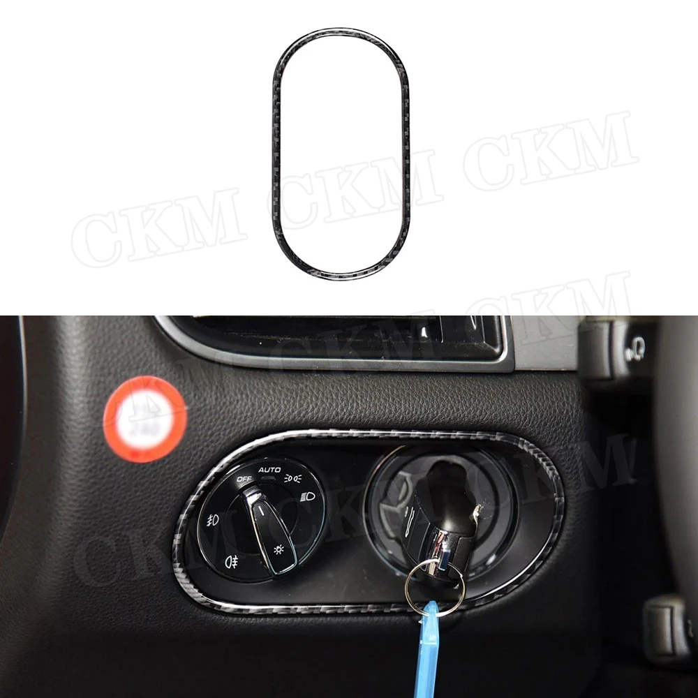 

Carbon Fiber Car HeadLamp Switch Button Trim Frame Cover Molding Sticker for Porsche Macan 2015-2018 Interior Accessories