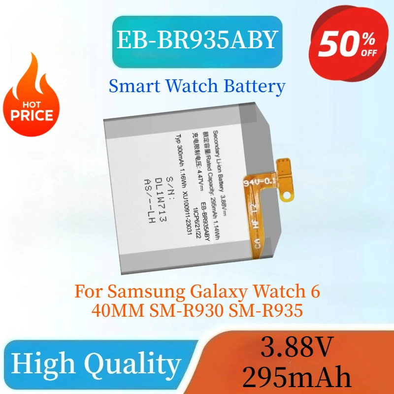 

Brand New EB-BR935ABY 3.88V 295mAh Smart Watch Batteries For Samsung Galaxy Watch 6 40MM SM-R930 SM-R935 High Quality
