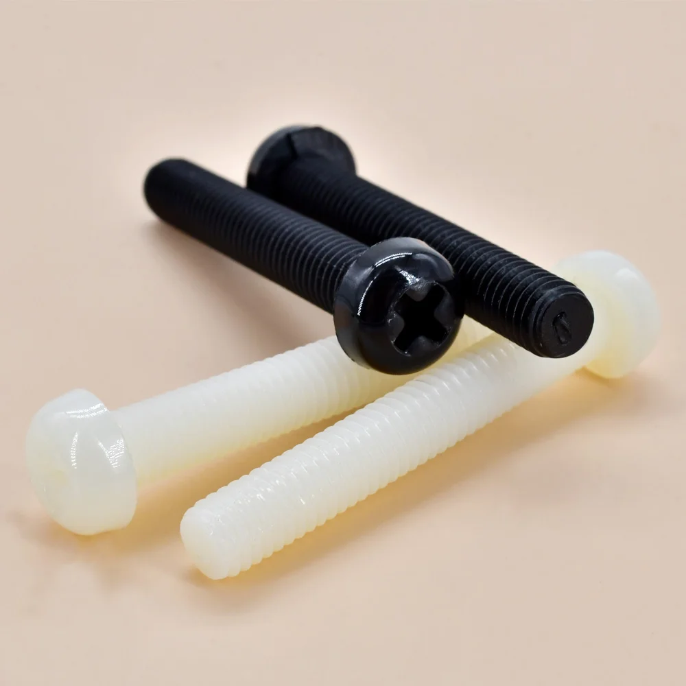30-500Pcs  Metric Thread white or black Nylon Plastic insulation Phillips Pan Head Cross Round Machine Screw Bolt length 4-50mm