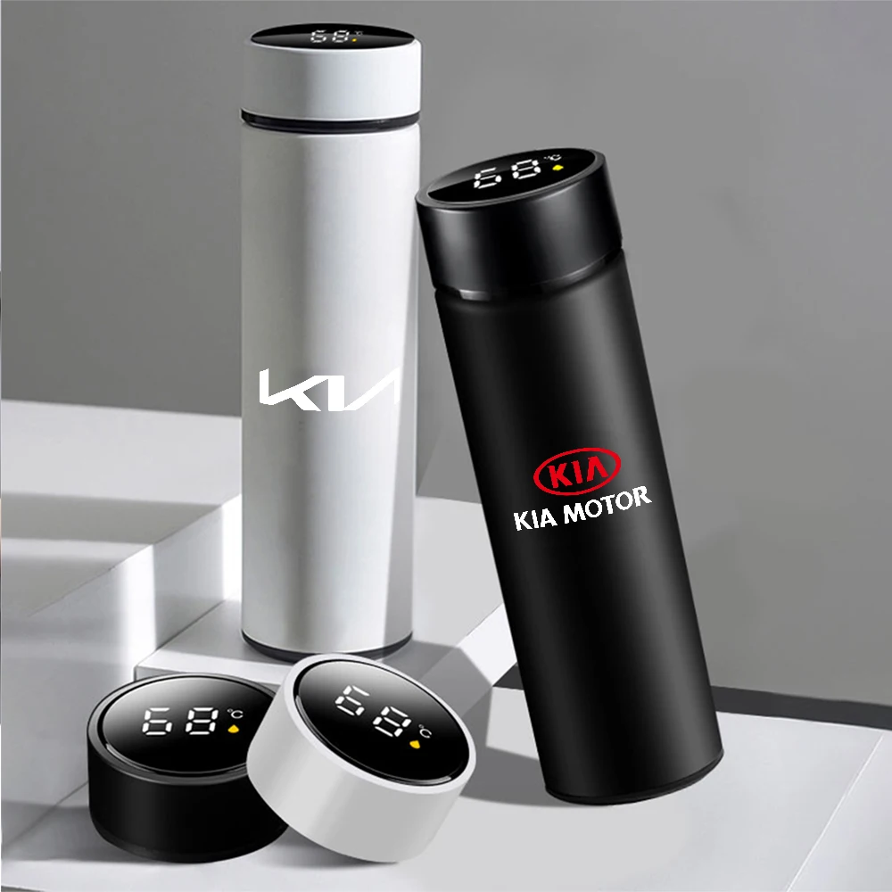 Car Smart Thermos Bottle LED Cup Stainless Steel Temperature Display Coffee Cup Tumbler Mug For KIA Sportage GT RIO Ceed Picanto
