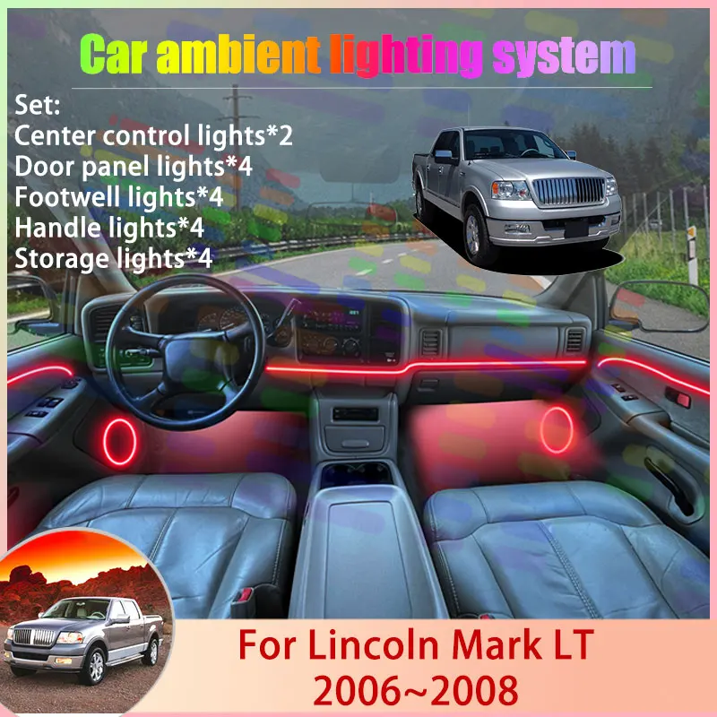 Para Lincoln Mark LT 2006~2008 MK1 2007, Juego de Luces Ambientales para Auto, 2/24 en 1, Lámpara RGB, Conjunto de Luces Decorativas, Accesorios para Auto