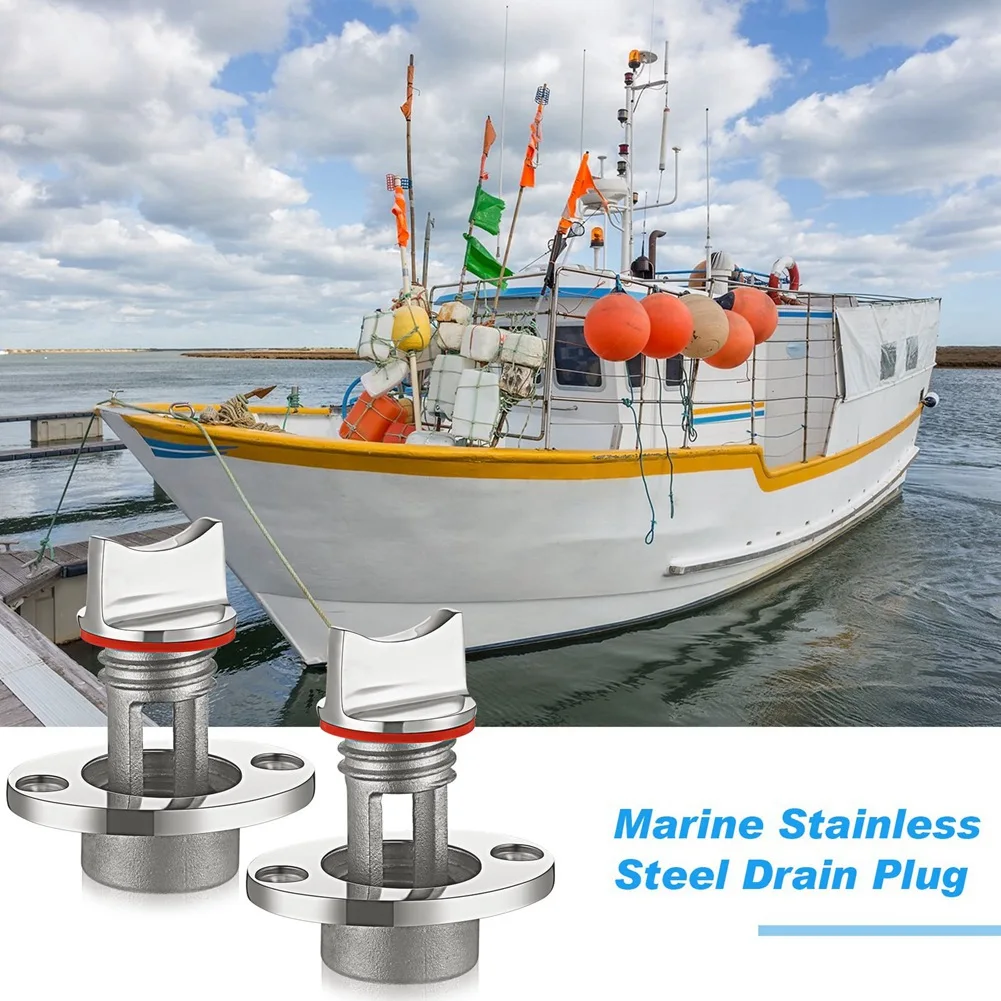 A01K-Marine Drain Plug Stainless Steel Boat Drain Plug Kit Transom Boat Plug For 1 Inch Hole, Thread For 3/4 Inch