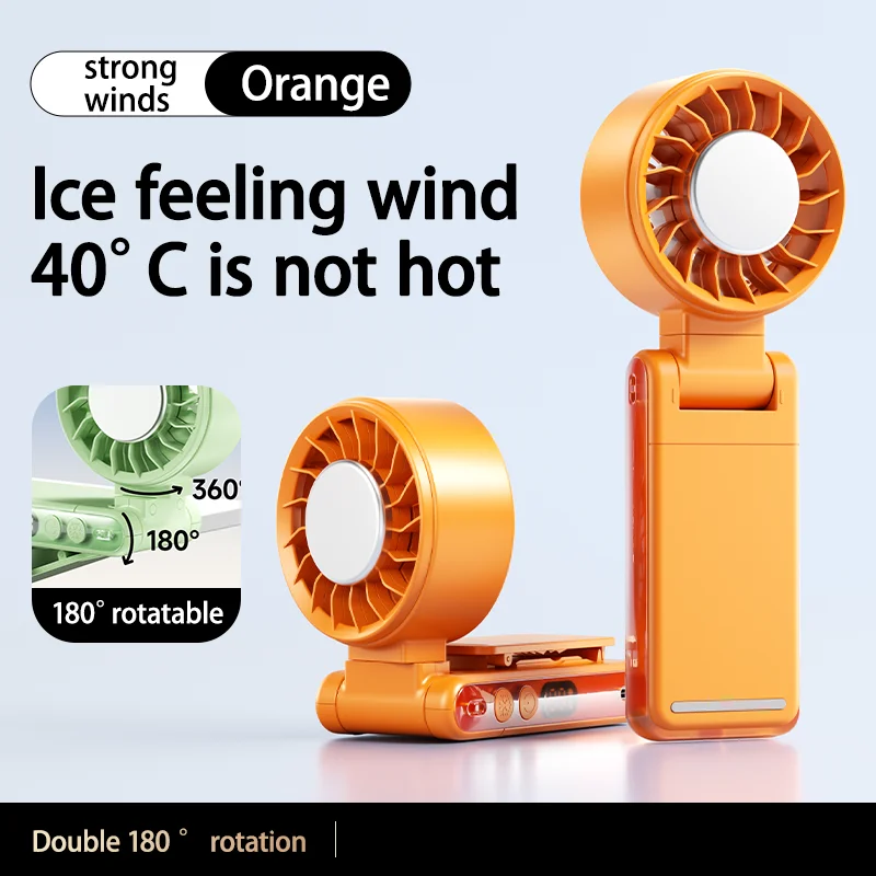 

5-speed Adjustment Foldable Handheld Fan with High Wind Speed Cooling Fan 3000mAh Lanyard Fans With Clip For Home Office Outdoor