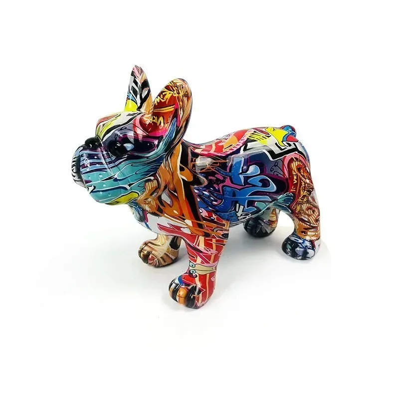 

Modern Simple Artwork Dazzling English Bulldog Statue Animal Home Decoration Porch Desktop Dog Porcelain Decoration