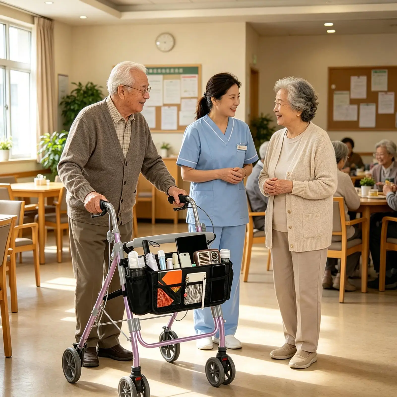 Rollator Walker Bag Scratch-Resistant Storage Pouch Walker Storage Bag For Seniors Home Indoor Outdoor Walking Outing Shopping