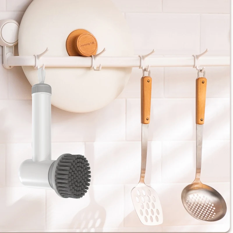 Sikat pembersih listrik nirkabel, untuk Dapur/kamar mandi multi-fungsi penggosok putar otomatis 4 kepala pengganti