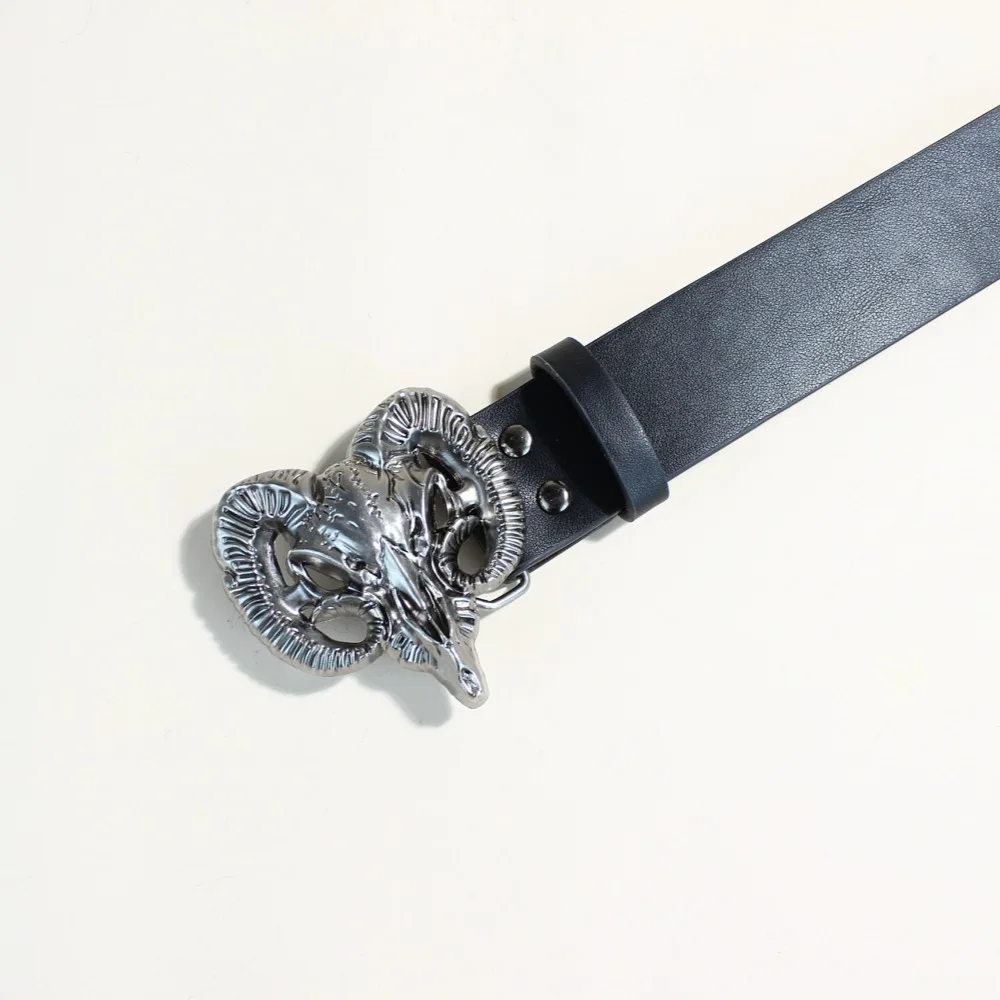 2026 Luxury Brand Gothic Y2K Women Men Belts Goth Ladies Hip hop Punk Rivet Skeleton Print Waist Belt Jeans Waistband view 3