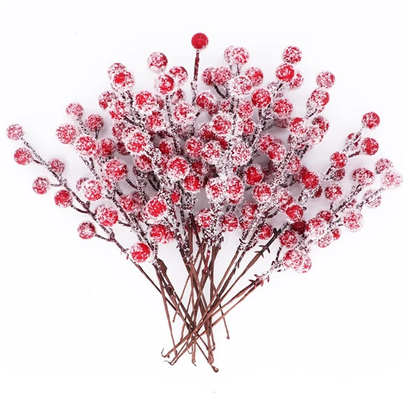 5/10 Stück Weihnachtsdekoration Schneeflocke Rote Beere Ast Weihnachtsbaum Anhänger für Heimdekoration Weihnachten Neujahr 2025, Geschenkzubehör – Detail 6
