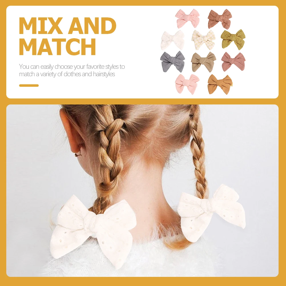

10pcs Kids Hair Bow Clip Girls Hair Accessories Toddler Child Hairpin Bow Barrettes Alloy Compact Stylish Birthday Party