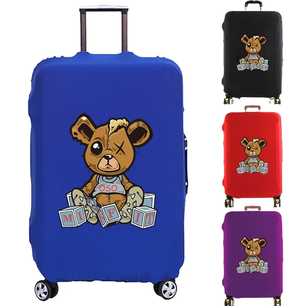 Luggage Cover Suitcase Protector Letter Bear Print Thicken Elasticity Dust Anti-scratch Cover Travel for 18-32 Inch Trolley Set