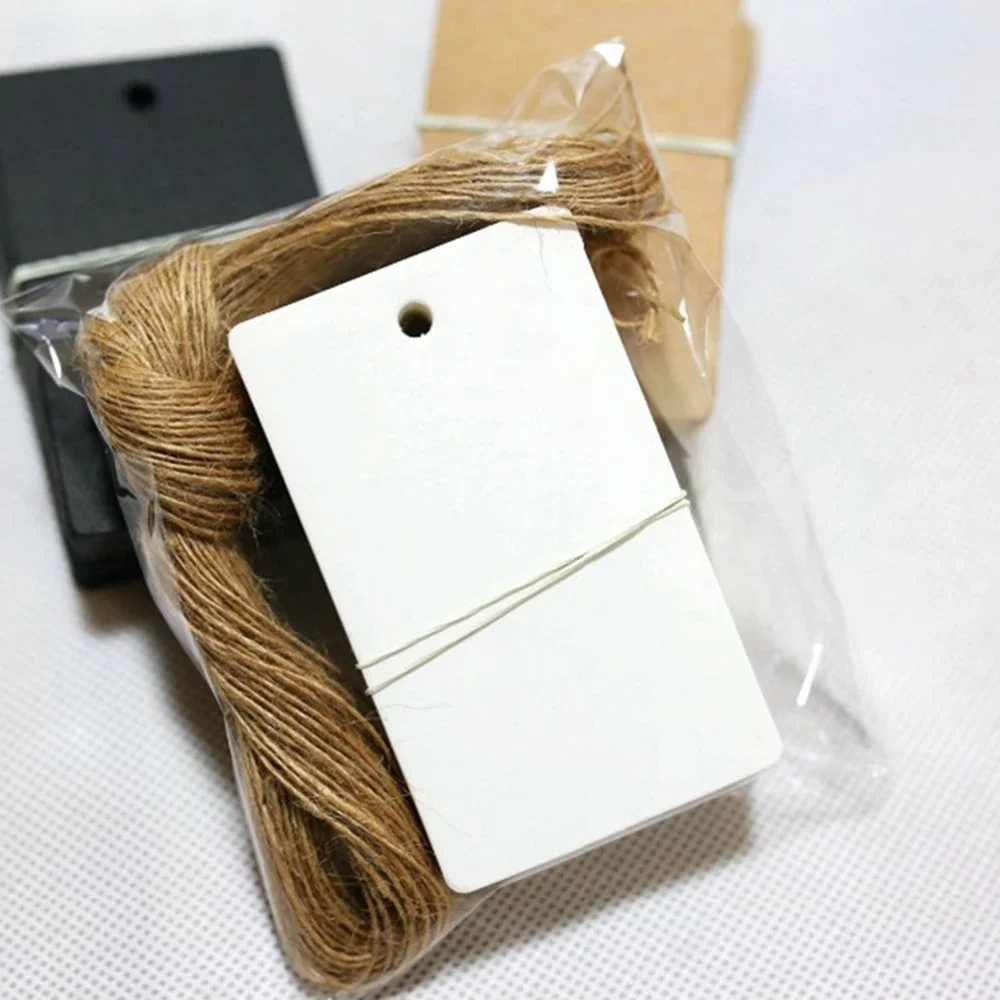 Square Kraft Paper Tags Scallop Head Label Luggage Wedding Note Blank Price Hang Tag 100pcs