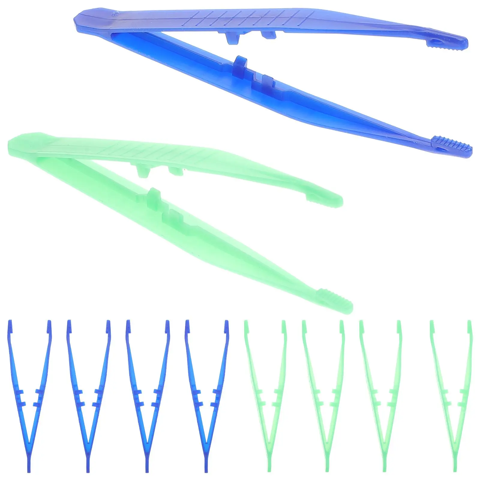 Pinzas de plástico de 10 Uds., cuentas de colores aleatorios, herramientas artesanales, pestañas médicas desechables, proyectos de tamaño de mano pequeño de precisión