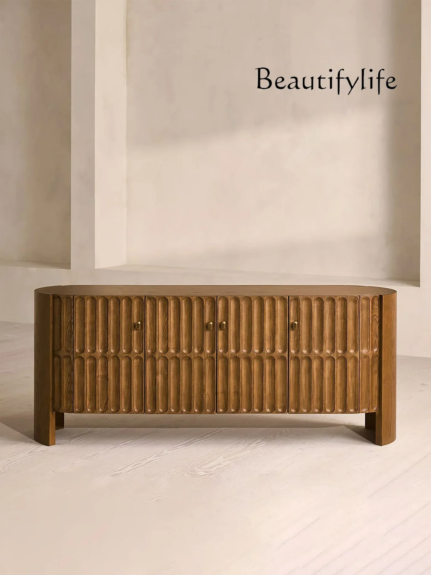 

Q French retro solid wood dining side cabinet designer creative living room home storage wall storage cabinet