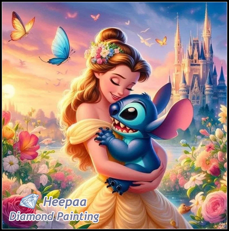 Tinker Belle Princess With Stitch Disney Cartoon Full Diamond Painting 5d Diy Mosaic Cross Stitch Kids Handcraft Gift Home Decor