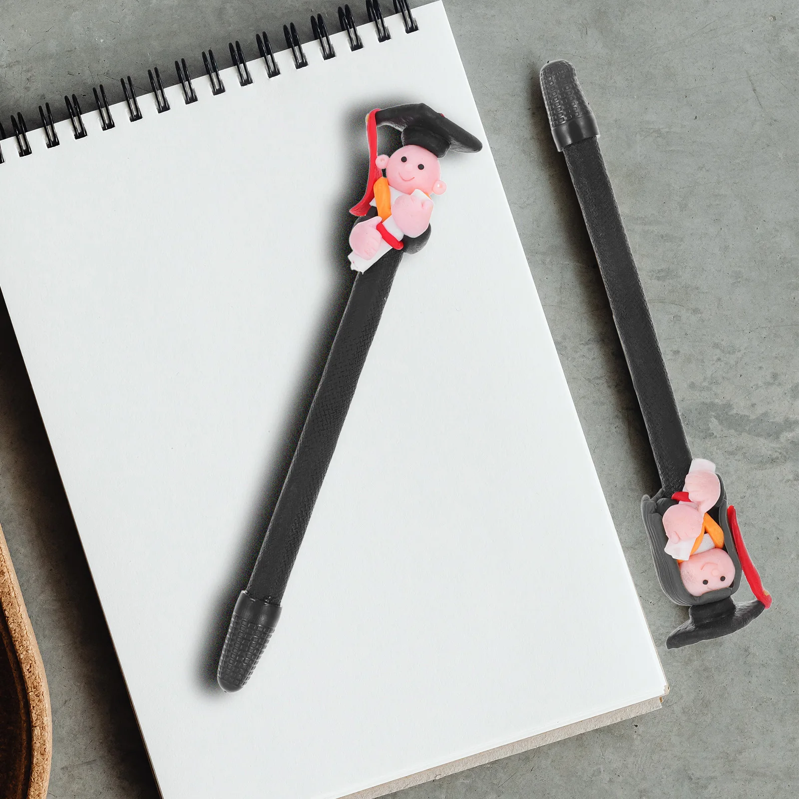 

6 Pcs Students Soft Ceramic Pen Doctoral Series Clay Ballpoint Combination Product Multiple Black Cute