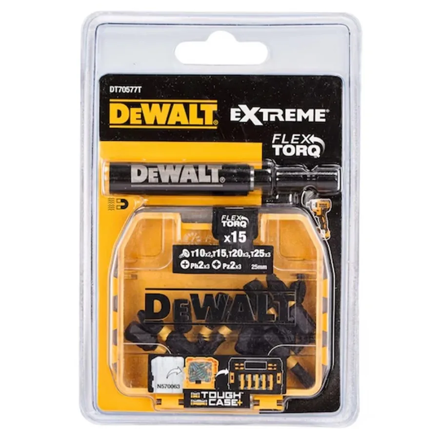 

DEWALT DT70577T EXTREME FLEXTORQ 15PCS Torsion Bits Set - Small Bulk Storage, Mixed Bits for Heavy Duty Power Tool Accessories